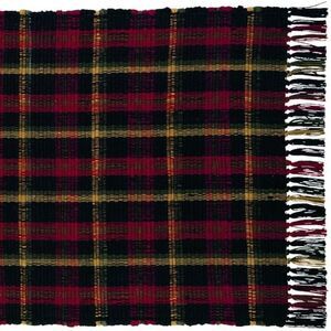 Country Black Plaid Woven Cotton Throw Rug 24x48